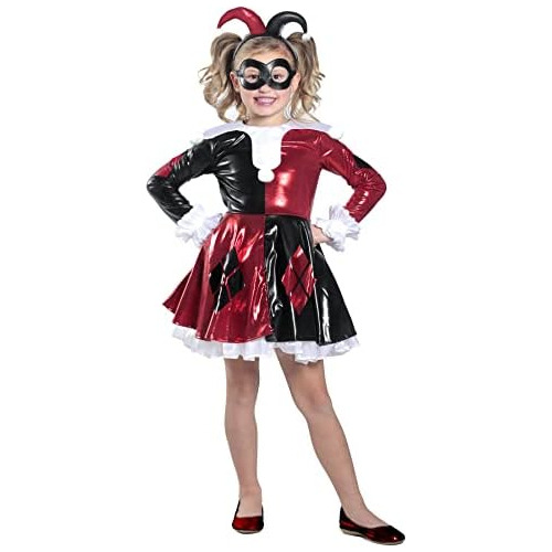 Vestido Premium De Harley Quinn Niñas De Dc Comics