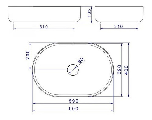 Tubo de soporte Deca Slim de 60 x 40 L.14060.94, ovalado, color ébano mate