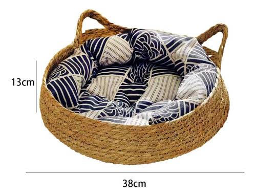 Cat Bed Basket Pet Cat Sleeping Bed Wear Pillow M 38x38x13cm