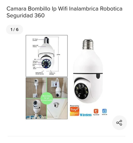 Camara Vigilancia Bombillo De Foco, Robotica 360 Giratoria