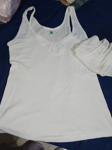 Musculosa Algodón Blanco Detalle Broderi Dama T 40 X 2 Unida