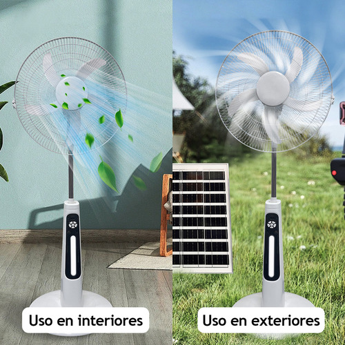 18'' Ventilador Solar Recargable Silencioso Y Control Remoto Con 5 Palas De Plástico Color Blanco Estructura Color Blanco, 51cm De Diámetro 127v