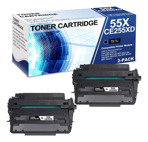 Paquete De 2 Cartuchos De Tóner Negro Para Hp P3015 Pgisoxt