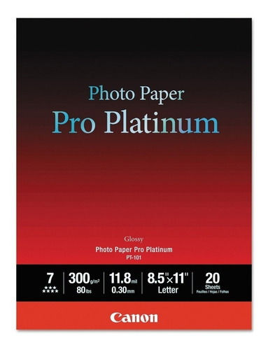 Papel Fotográfico Pro Platinum Canon Pt-101 8.5x11 20 Hojas