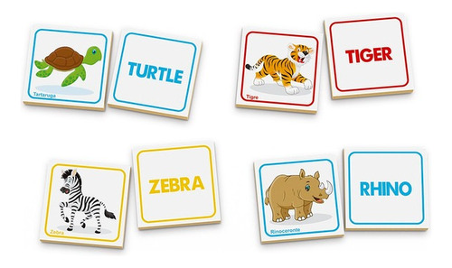 Jogo De Memória Animais Em Inglês Educativo Com Estojo