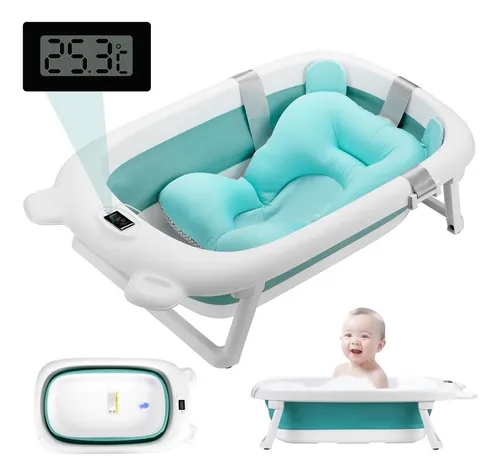 Tina Bañera Para Bebe Plegable con Termometro Viaje Portatil Pitipa  JM2305-GRN