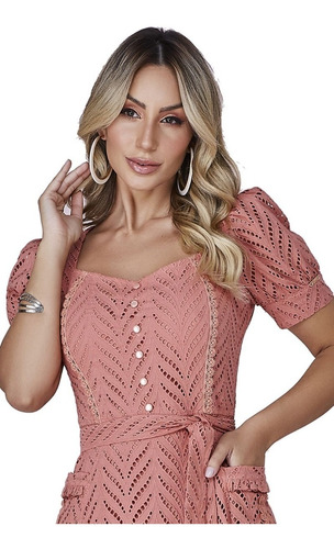 Imagem 2 de 6 de Vestido Evasê Em Laise Dazul Moda Evangélica - Dz4126