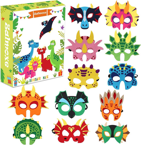 12 Máscaras De Fieltro Para Fiesta De Dinosaurios Para...