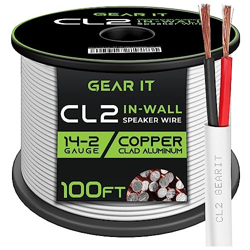 14/2 Speaker Wire (100 Feet) 14 Gauge (copper Clad Alum...