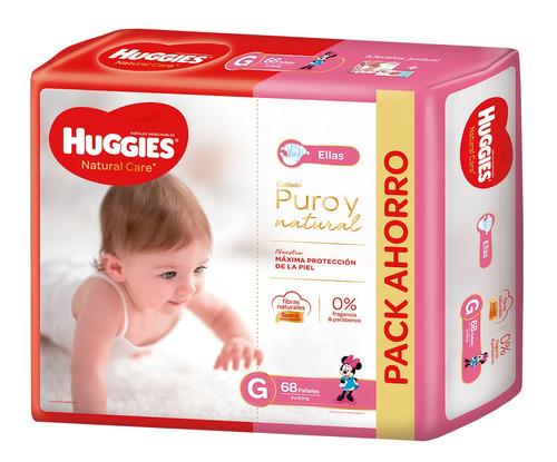 Pañales Huggies Natural Care para ellas  G