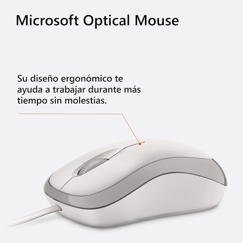 Mouse Microsoft Blanco Con Cable Usb