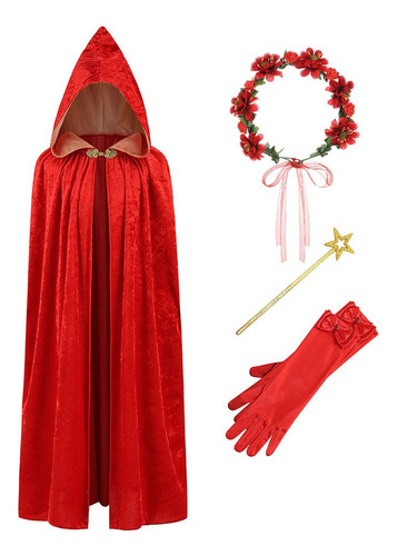 Disfraz De Capa Little Red Riding Hood Para Niñas Fiesta Cumpleaños Navidad Halloween