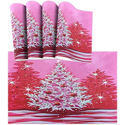 Vintage Pink Christmas Tree Placemat Table Mat Desktop ...