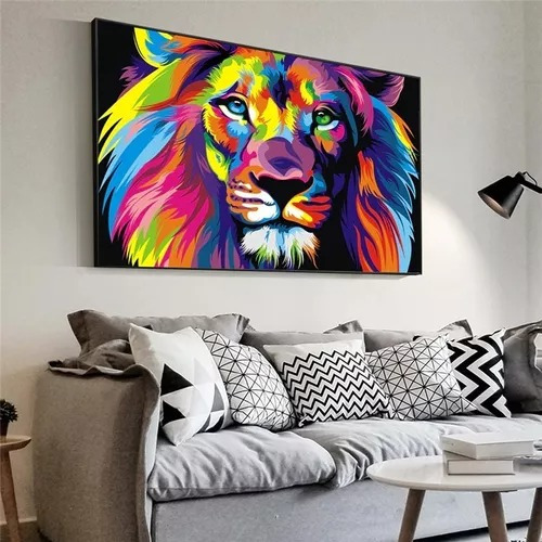 Cuadro- Leon Colores-deco-ultra Hd -100 X 70 Cm