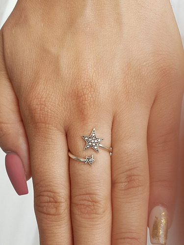 Anillo Estrellas Ajustable Plata Ley .925 Modelo023