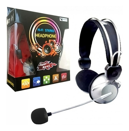 Auricular Vincha Con Microfono Para Pc Chat Ht-310 - Otec Color Negro