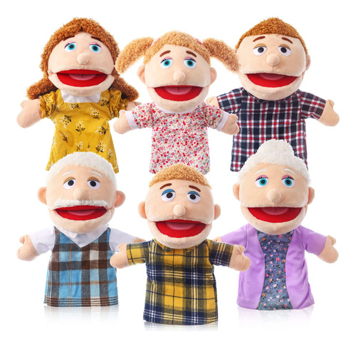 6 Marionetas De Mano Familiares De 12 Pulgadas Para Abuelos,