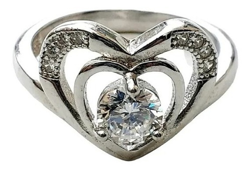 Anillo Plata 925 Corazón Micro Pave De Cubic Zircon Anpl473 