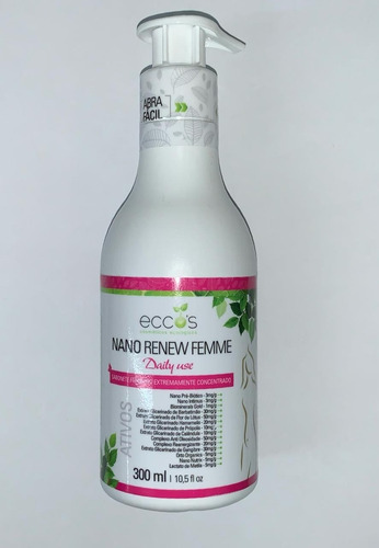 Imagem 2 de 3 de Sabonete Íntimo Feminino Extremamente Concentrado Eccos Cosméticos Nano Renew Femme Daily Use 300ml + Brinde