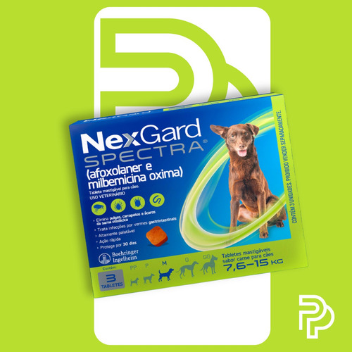 Nexgard Spectra Cães 7,6kg A 15kg 3 Tabletes