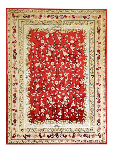 Tapete Tabriz Retangular Veludo 198x250 Cm Vermelho