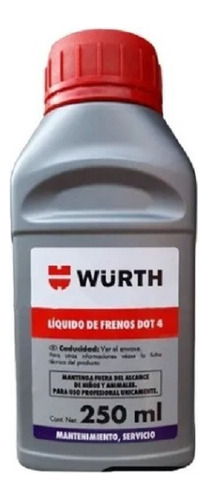 Líquido De Frenos Wurth Dot 3 - 4 250ml Full Sintetico B31