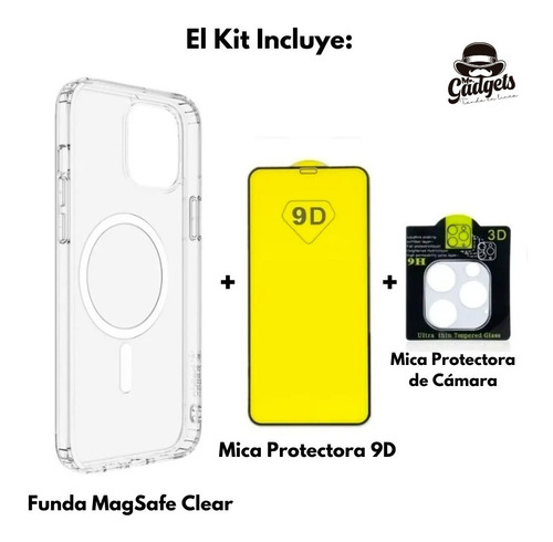 Imagen 2 de 10 de Kit Funda Magsafe + Mica Pantalla + Mica Cámara Para iPhone