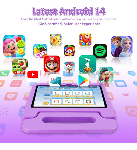 Tablet Nrkdubq Kids Ips Hd De 10.1 Pulgadas, 64 Gb, 8 Gb De
