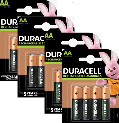 16 Pilhas Aa Recarregáveis Da Duracell 2500mah