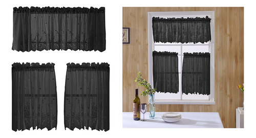 De Cortinas De Encaje Para Ventana De Cocina De 3 Piezas,