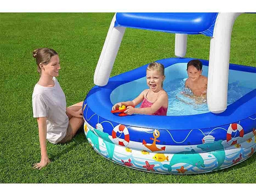 Alberca Inflable Infantil Con Techo 282l Bestway 54370 Azul Marino
