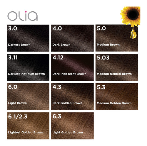 Color De Cabello Garnier Olia Sin Amoniaco 6.0 Marrón Claro,