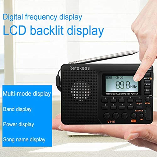 Imagen 5 de 7 de Retekess Radio Am/fm Reproduce Graba Mp3 Ranura Usb §