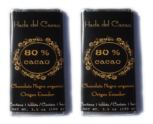Imagen 1 de 4 de 2 Chocolate (200gr) 80% Cacao Diabetico Celiacos Keto Vegan