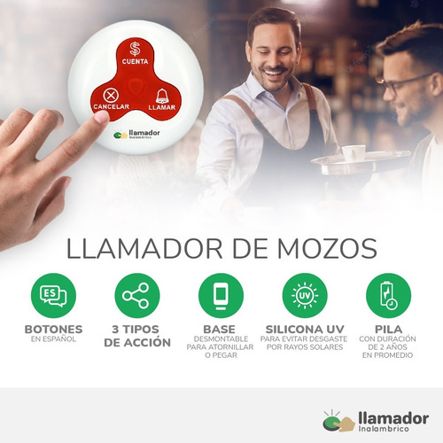 Imagen 2 de 10 de Llamador De Mozo Camarero Restaurant Gastronomía Bar