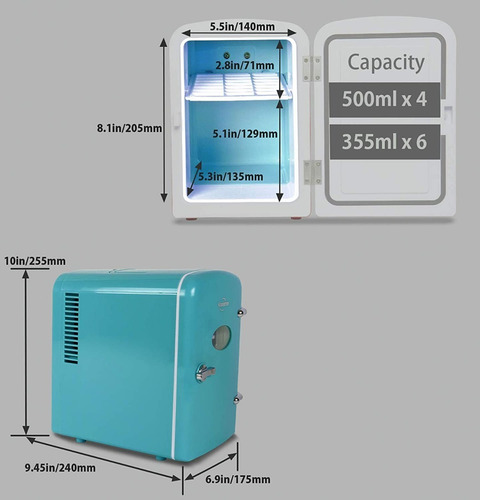 Mini Refrigerador Retro Azul Portatil Calentador Viaje Koola