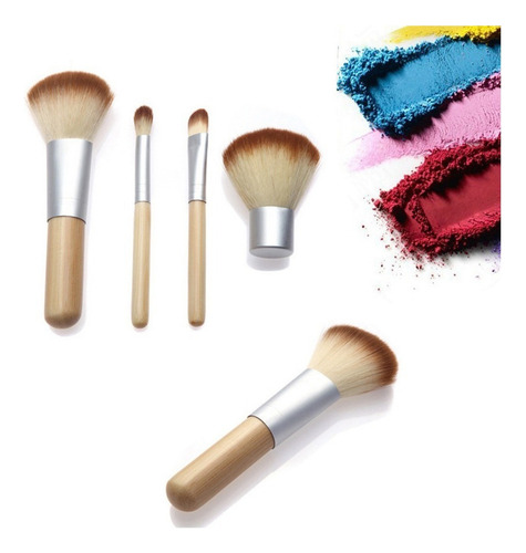 Sjx Set 4 Brochas Maquillaje BambĂș Pincel Sombras Rostro