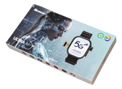 Microwear Ultra A Smartwatch Com 5g + Fone De Ouvido Redmi Caixa Azul-claro Pulseira Preto Bisel Preto Desenho Da Pulseira Milanese