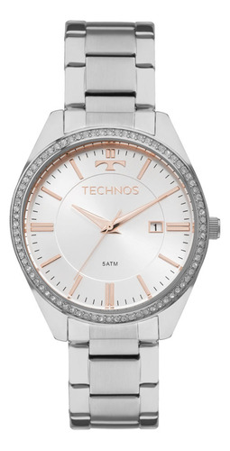 Relógio Technos Feminino Elegance 2115mnc/1k Prata Rose