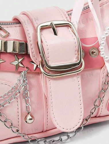 Bolso Mujer Rosa Coquette Y2k Moños Cute Kawaii Importado Rosa Lisa Níquel Rosa