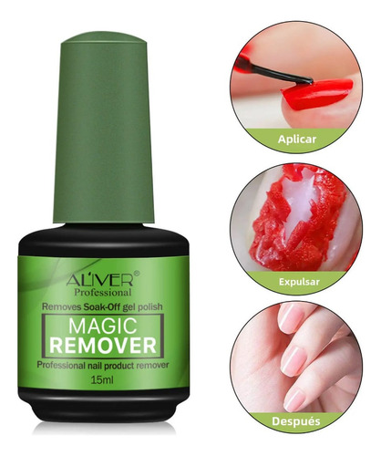 Quita Esmalte Mágico 2 Min Gel Sin Acetona Daño Uña Postizas