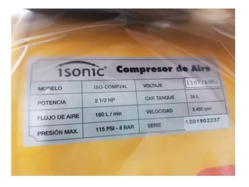 Compresor De Aire 24 Litros Isonic Tienda Garantia Calidad