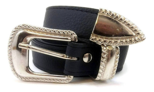 Cinturon Negro Mujer 25mm Ecocuero Hebilla Y Puntera Niquel 