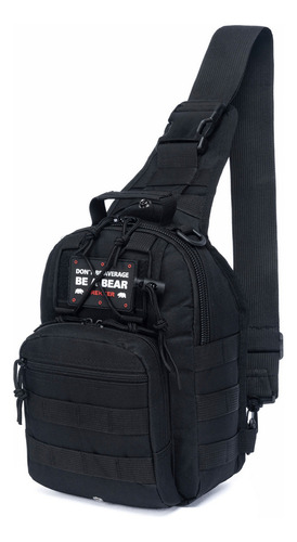 Shoulder Bag Mini Bolsa Tática Resistente Transversal Peito Cor Preto