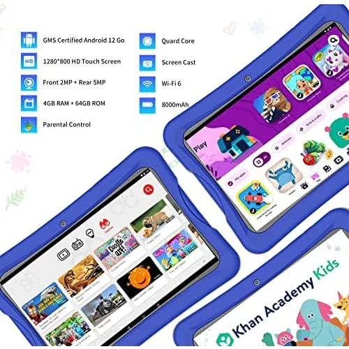 Tablet Niños De 10 Pulgadas Android 12, 4gb De Ram Y 6...