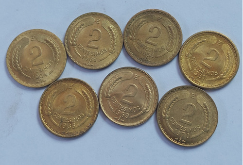 Lote 7 Monedas De 2 Centésimos 1964 . 1970