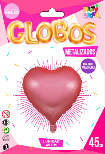 Globo Corazon Rosa Metalizado 45cm