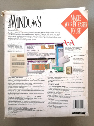 Microsoft Antiguo Windows 3.1 Completo, De 1992 (Usado)