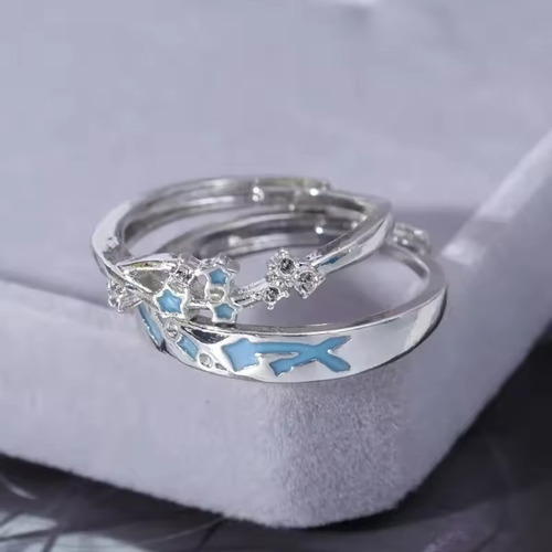 Anillo Con Forma De Estrella Brillante Para Parejas, Anillo