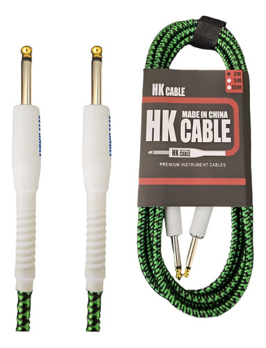 Cable Plug Plug De 3 Metros Entelado Cable Hk Guitarra Bajo